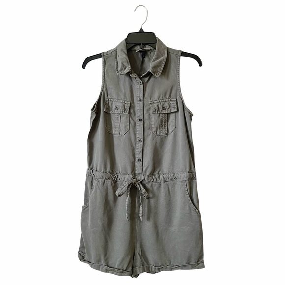 Universal Thread Romper Women's XS Army Green Pockets Drawstring Waist Lyocell - Picture 2 of 6